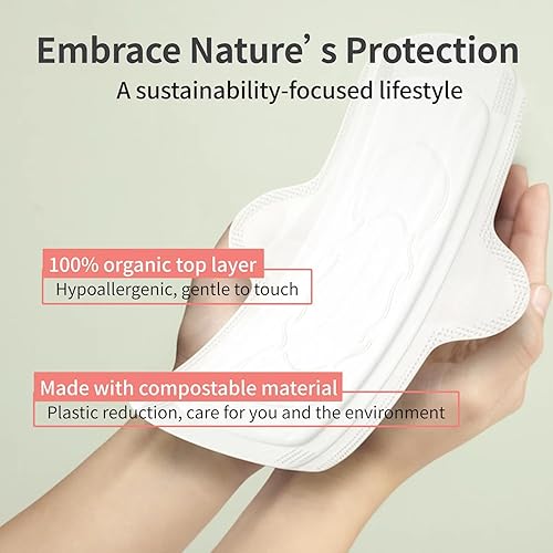 Miniatura 3 de Lhamo Almohadillas con funda de algodón orgánico - Absorbencia, material compostable, productos menstruales y de período, servilleta sanitaria