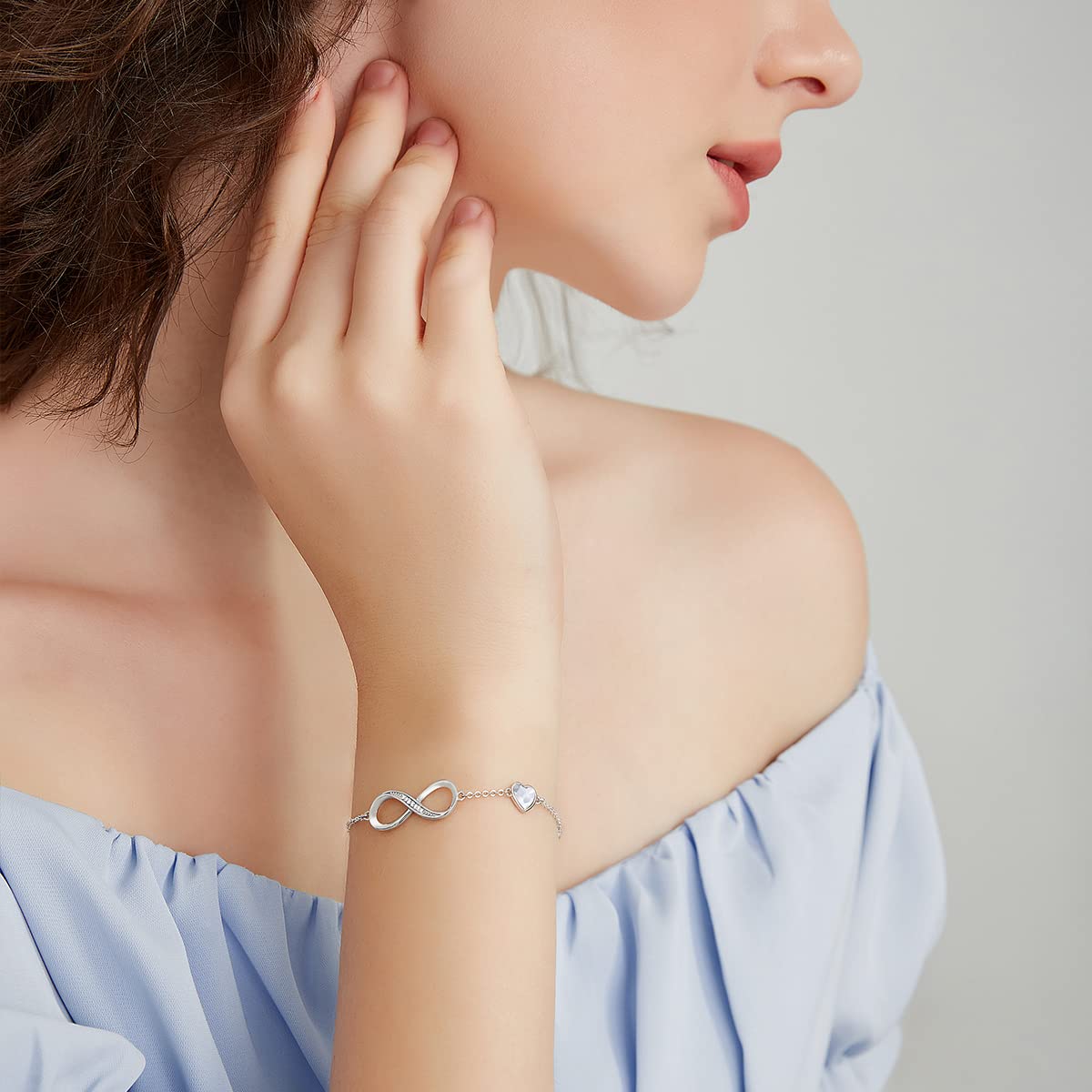 LOUISA SECRET Bracciale Donna Argento 925 or Acciai inossidabili Braccialetto Infinito Bracciali Cuore Gioielli Regalo Natale Compleanno Festa Della Mamma per Moglie Amiche Amica