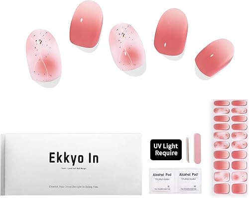 Tiras de uñas de gel semicuradas, resistentes al astillado, tiras de uñas de gel fáciles de usar, 20 piezas de envolturas de uñas de gel