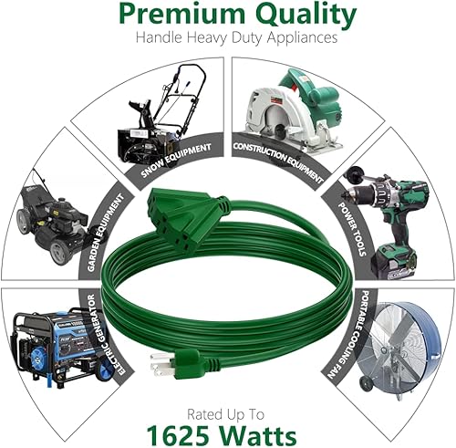 Miniatura 2 de K KASONIC - Cable de extensión de 10 pies con 3 tomas, listado UL 163 SJTW 3 cables a tierra, 13A 125V 1625W para uso en interiores y exteriores -