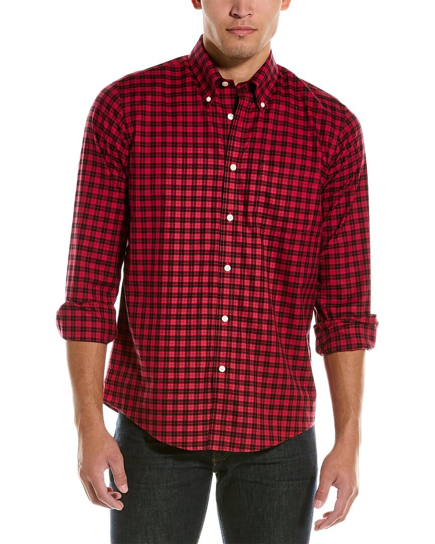 Brooks Brothers Herren-Hemd, normale Passform, Supima-Baumwolle, gemischt, kariert, Knopfleiste