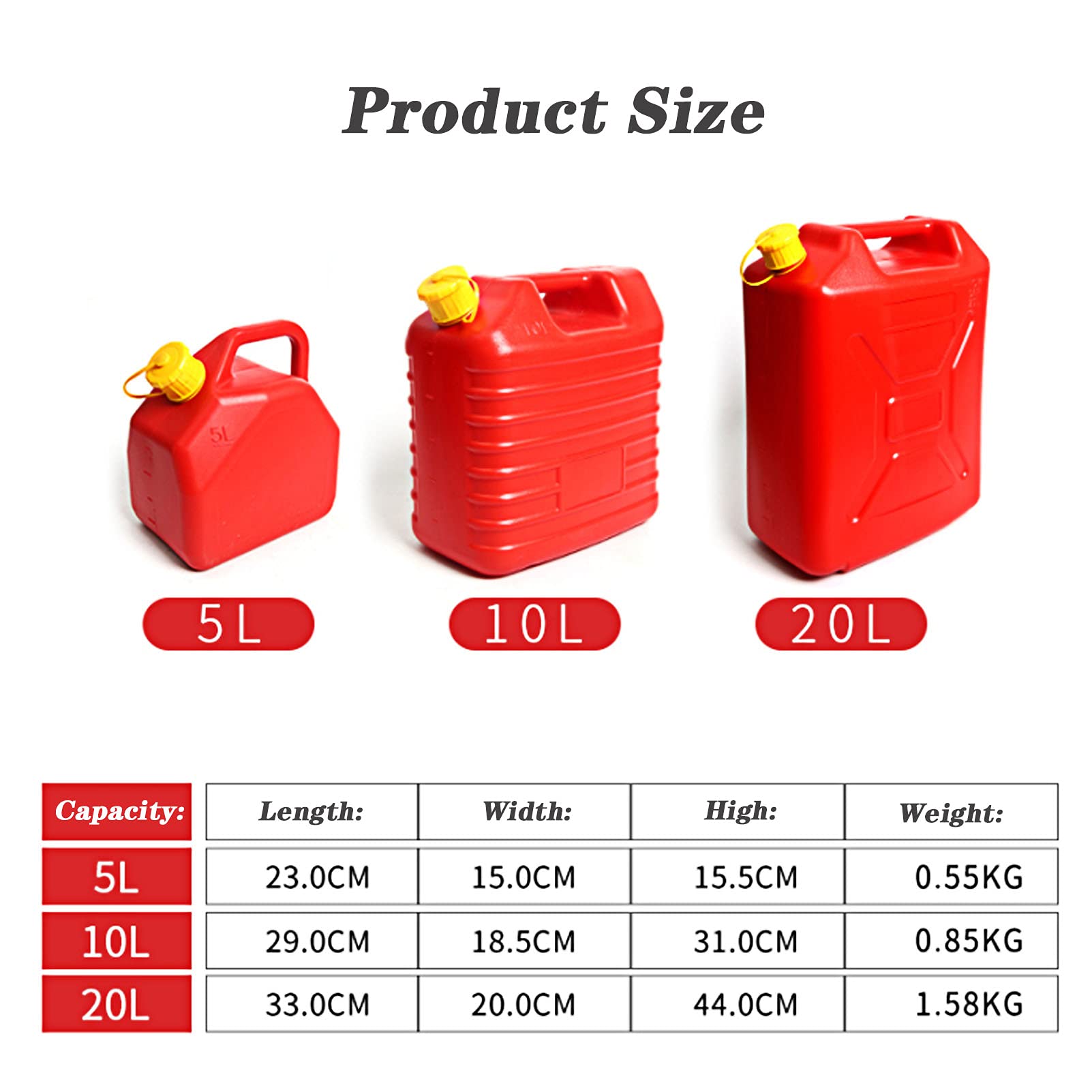 Taniche carburante Contenitore per carburante, tanica di gas in plastica con tubo dell'olio integrato, serbatoi di trasferimento di carburante portatili per moto e la maggior parte delle auto, rosso