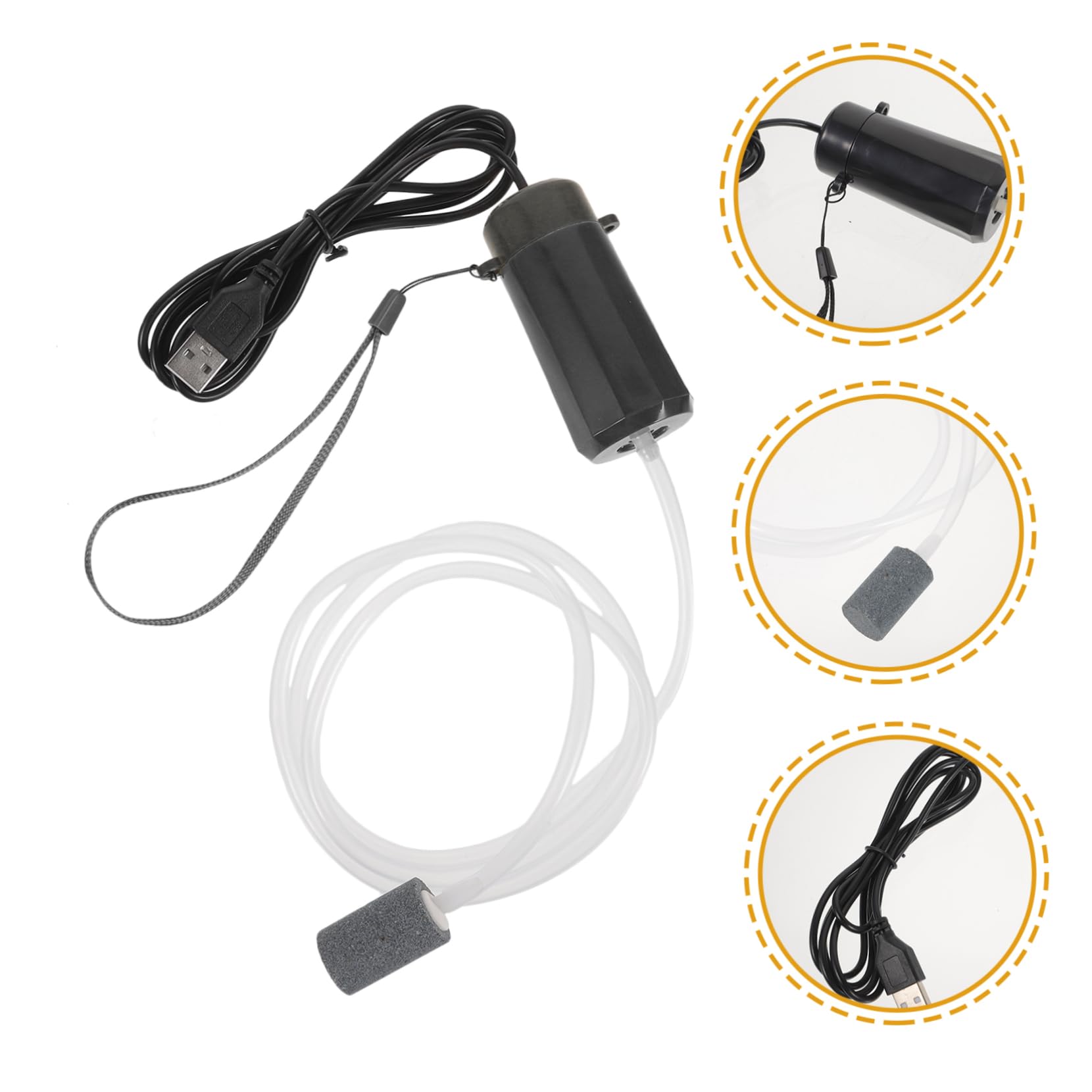 Toddmomy 3piezas Bomba De Aire USB para Acuario Compresor De Portátil Generador De Burbujas Silencioso para Tanques De Peces y Plantas Compacto y Oxigenación