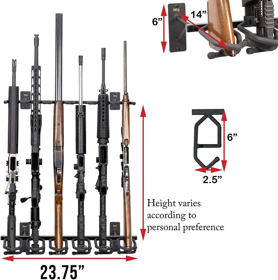 Hold Up Displays - Gun Rack and Rifle Storage Holds 6 Winchester Remington Ruger Firearms and More - Heavy Duty Steel - Made in USA : Sports & Outdoors