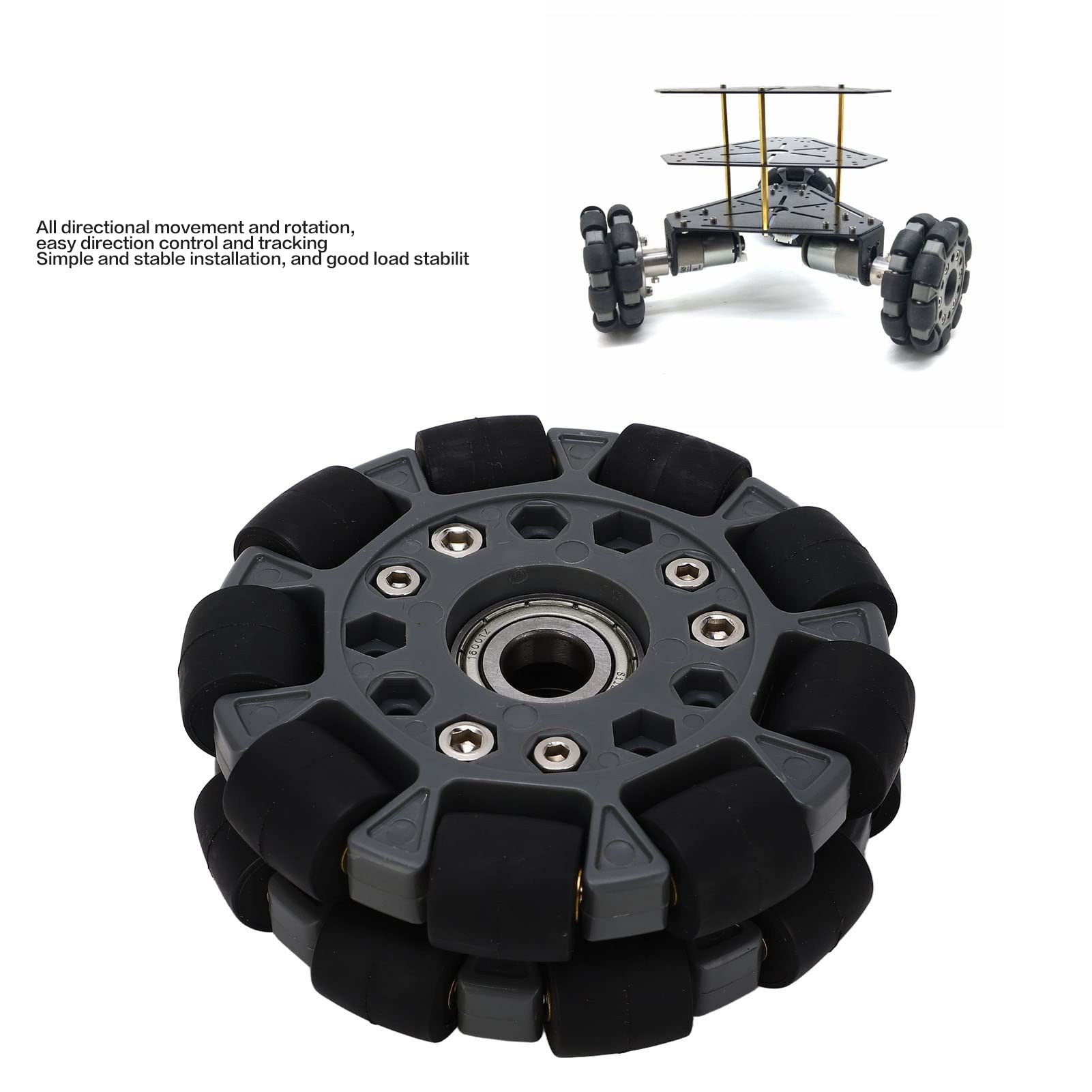 Pilipane Rueda Omnidireccional De Robot Premium De 100mm, Rotación De 360°, Rodamiento Central, Construcción Duradera, Ideal para Coches Robot