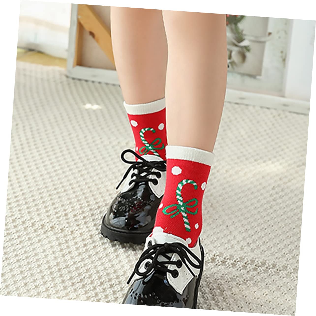 calcetines navideños alto Día festivo Navidad calcetines con navideños de calcetín de protección contra el frío medias de algodón rojo
