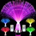 2 Packs LED Fiber Optic Lamp Color Changing Fiber Optic Centerpiece with Crystal Base Battery Powered Glitter Fiber Optic Lights 13.5 Inch Calming Sensory Light for Table Home Decor, Remote Control
