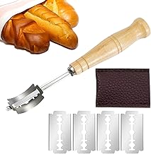 JNHYDM Bread Lame Slashing Tool, Dough Making Razor, Premium Dough Scoring Knife with 5 Razor Blades and Storage Cover, Sharp Bread Slashing Tool for Home Baking Brown