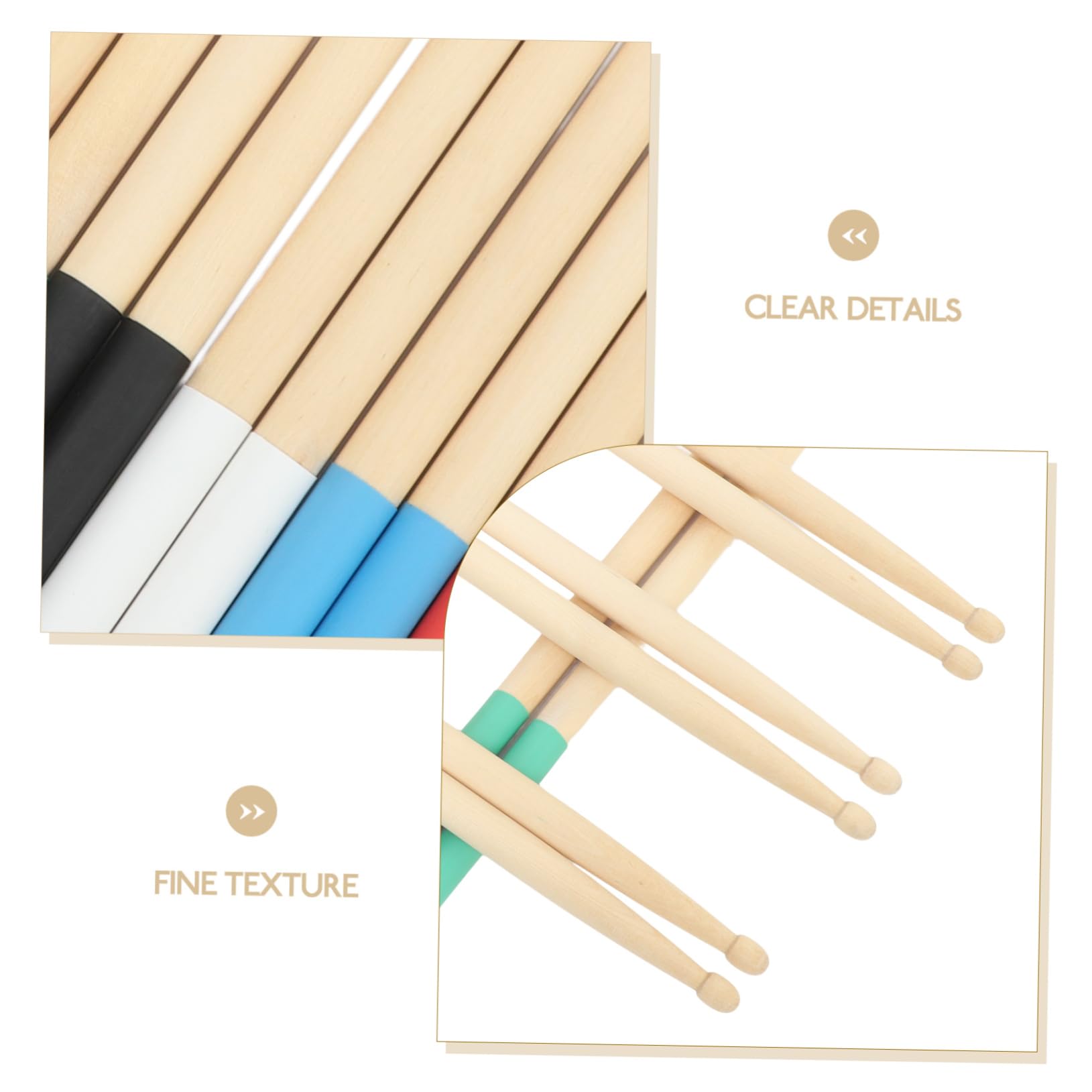 Toddmomy Bacchette e Impugnatura Confortevole Superficie Antiscivolo Percussioni in Acero 6 Paia Leggere per Batteria e Performance in Gruppi Musicali