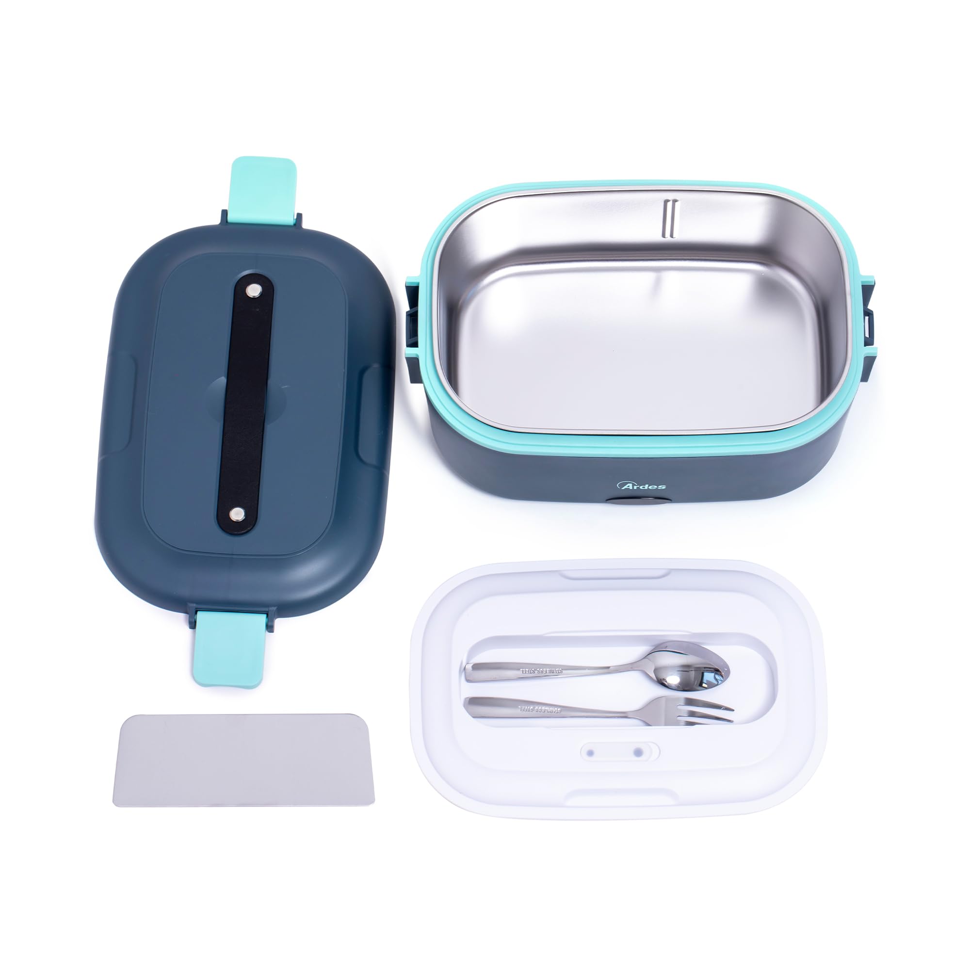 ARDES | ARLUNCH01 Scaldavivande Elettrico Portatile Contenitore Inox Riscalda Alimentari - Alimentazione Casa e AutoLunch Box Da Ufficio Pratica e Veloce con Posate Incluse Blu
