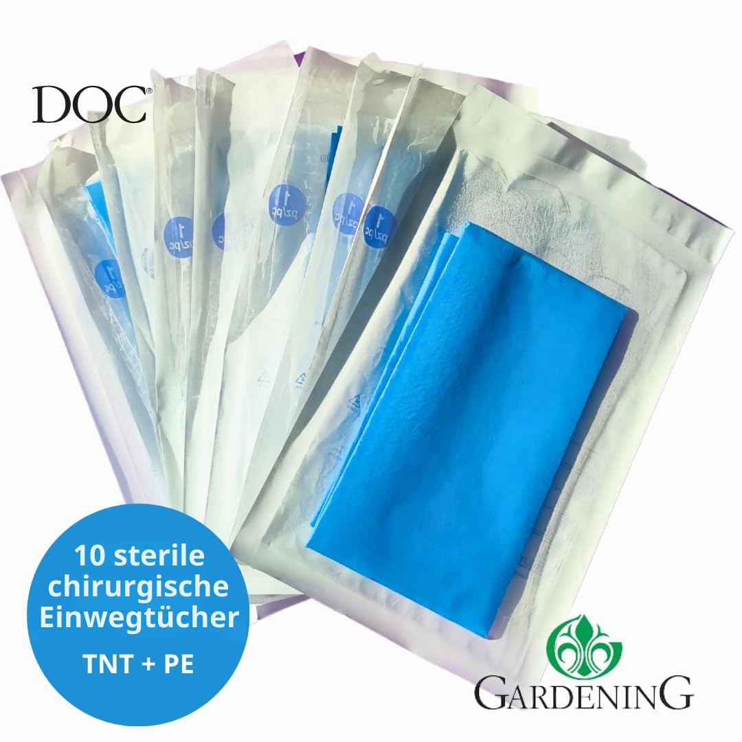DOC Sterile chirurgische Tücher aus TNT 50 x 50 cm, Packung mit 10 Stück, Einweg-Tuch, wasserdicht, in Verbindung mit TNT + PE, Größe 50 x 50 (10 Stück)