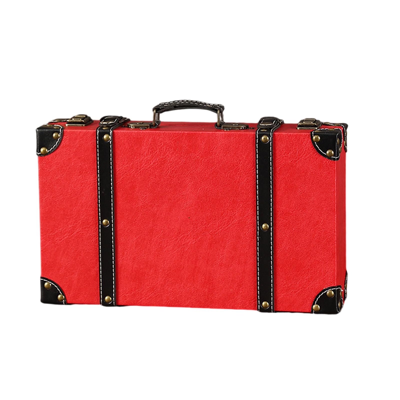 NEWFT Retro Styles Sturdy Leather Storage Box for Jewelry and Small Items with Craftsmanship and Elegant Charm Antique Styles Storage Trunk