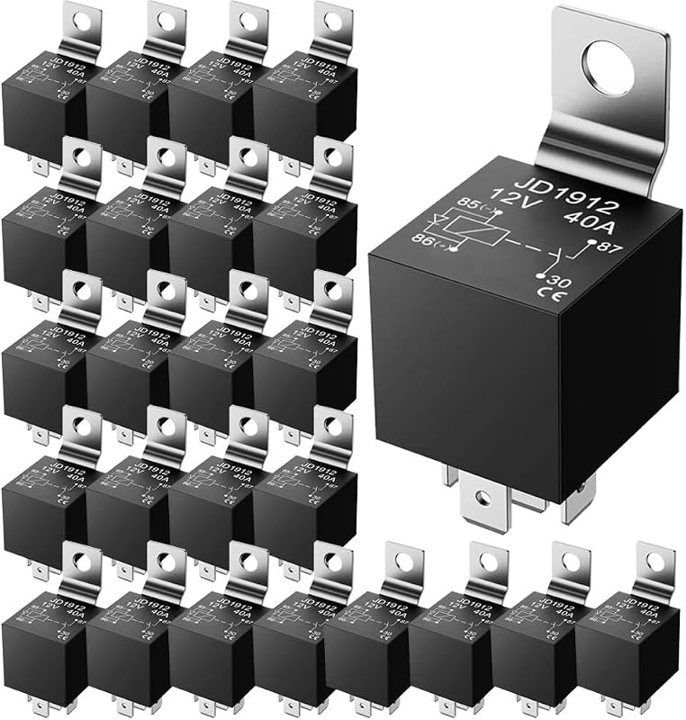 Relé automotivo Gebildet JD1912 com diodo 12 V 40 A, 4 pinos, SPST – Pacote com 25 unidades