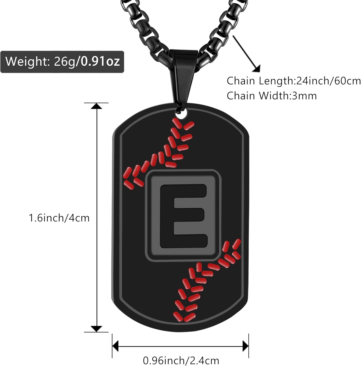 Baseball Initial Dog Tag Necklace for Men,Personalized Baseball A-Z Letter Charm Military Pendant Accessories Jewelry Gift for Boys Sports Athletes - Image 5