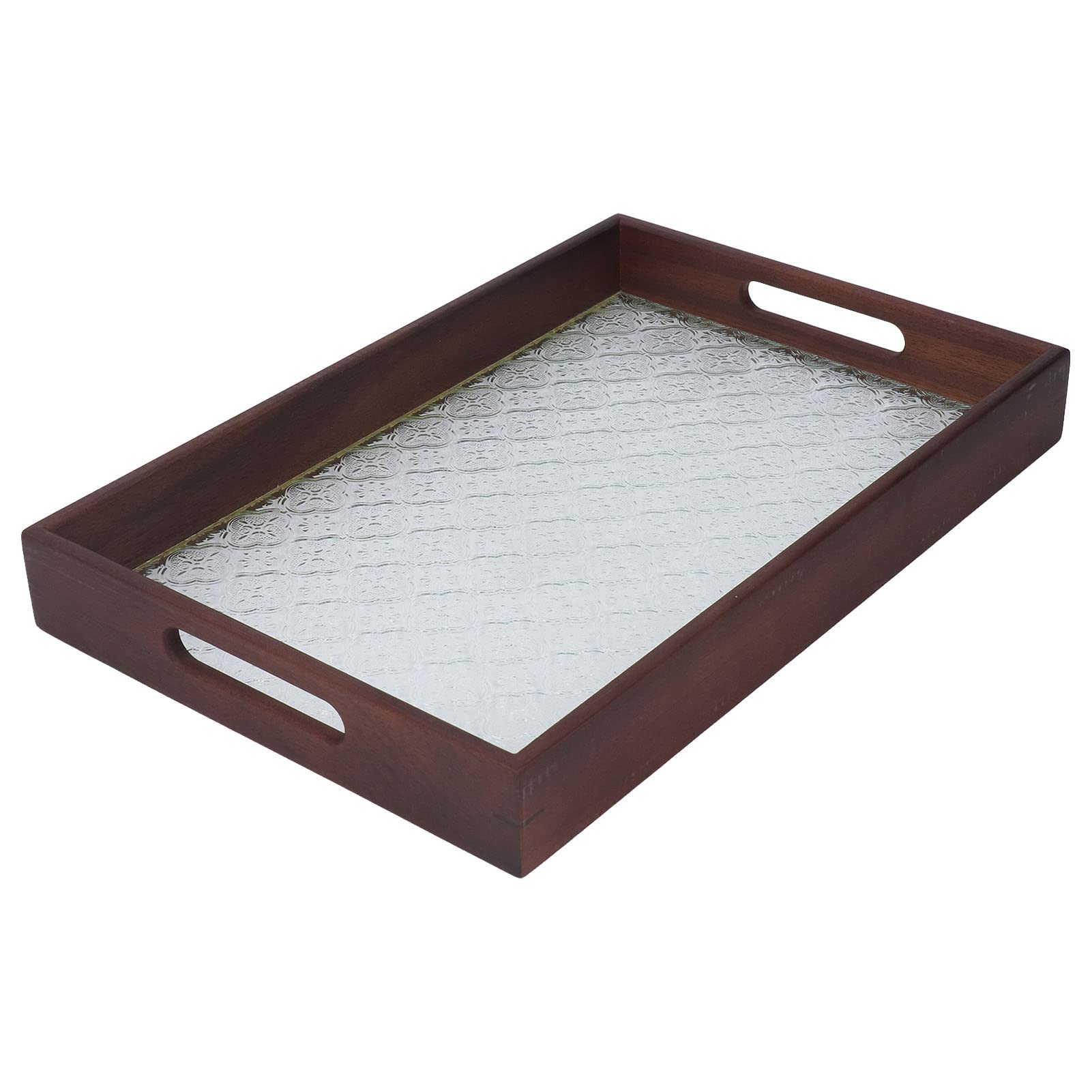 Bandeja de madera de nogal con asas, bandeja multiusos para desayuno, té y pasteles, para uso doméstico, hotel y restaurante, elegante y diseño