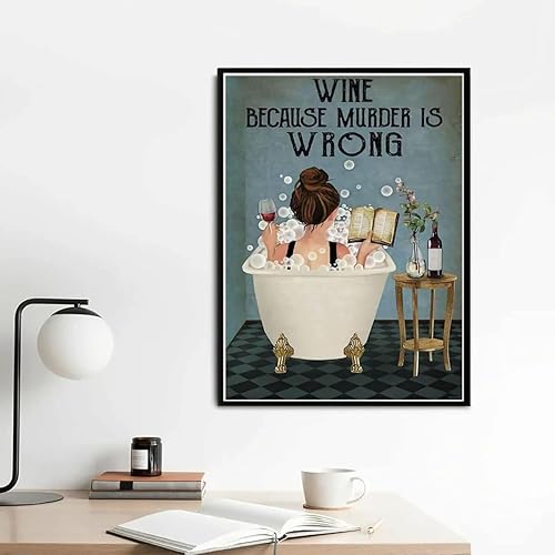 Miniatura 2 de Kits de pintura de diamante 5D Wine Because Murder is Wrong Diamond Art Kits perfectos para decoración de pared de oficina en casa, 12 x 16 pulgadas