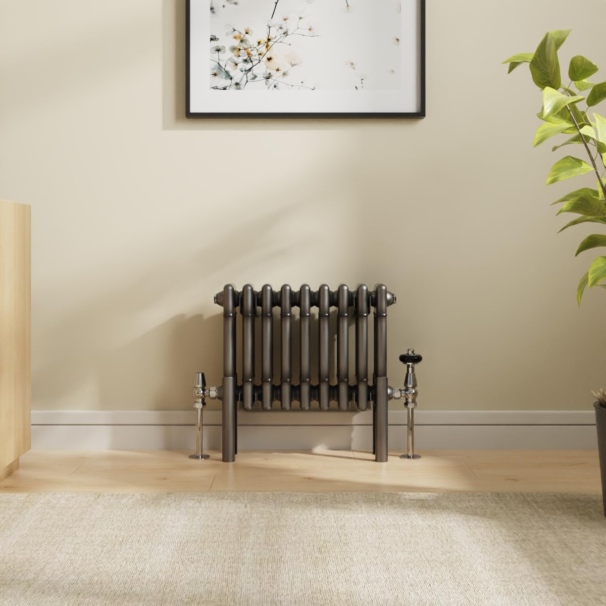 NRG 300 x 425mm Raw Metal Cast Iron Triple Column Horizontal Radiator