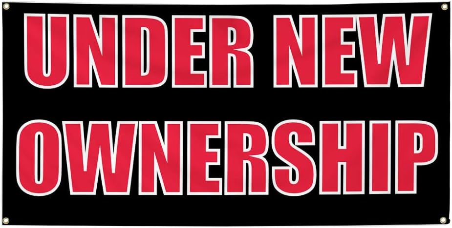 Vinyl Banner Multiple Sizes Under New Ownership Advertising Printing N Business Outdoor Weatherproof Industrial Yard Signs Black 4 Grommets 16x40Inches