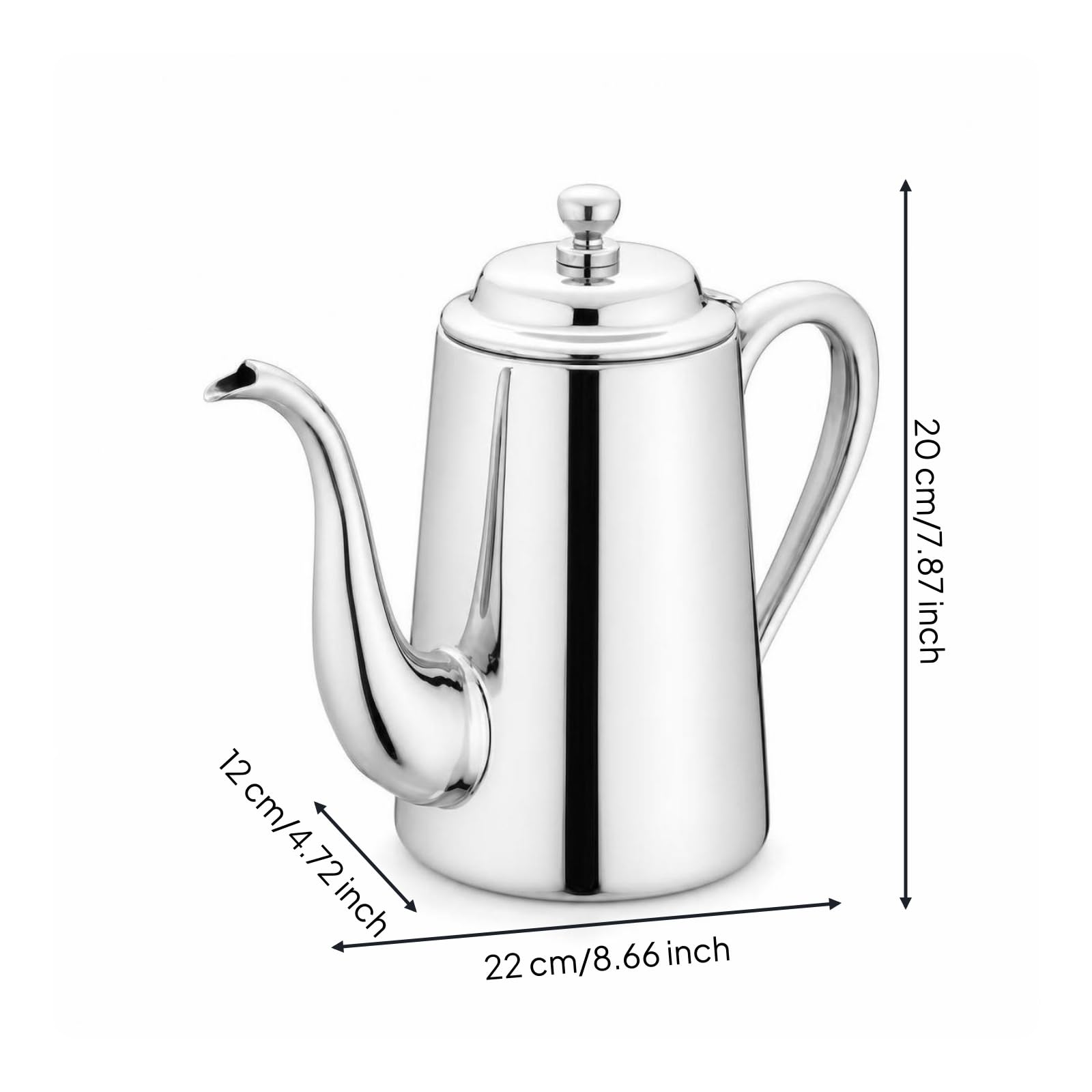 Caffettiera con Becco a Collo di Cigno Preciso Caffettiera a Collo di Cigno Lucido Bollitore con Becco Stretto per Cucina