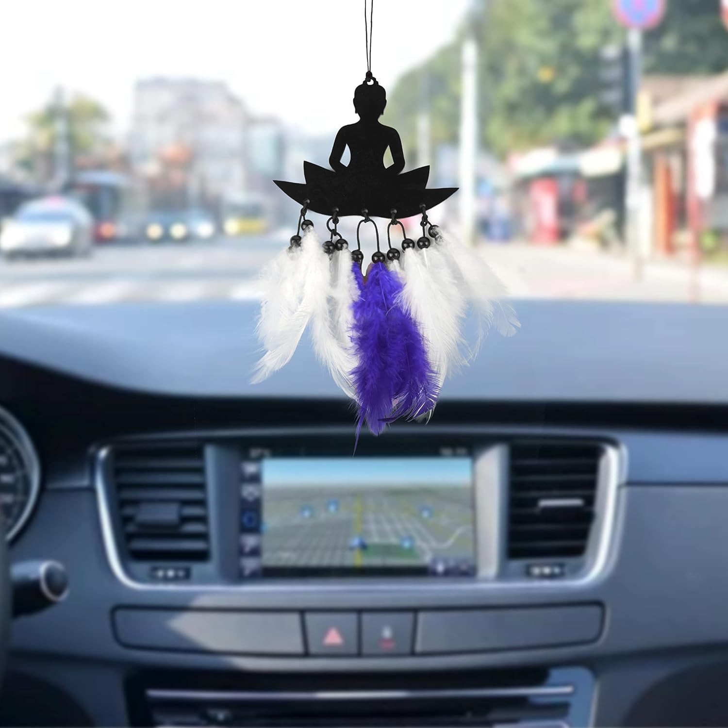 AMAMU ENTERPRISE Gautam Buddha Dream Catcher for Car's Interior Mirror | Wall Hanging and Wedding Ornament | Positive Vibes for Decorative Car Hanging (Buddha Flower)-image-33