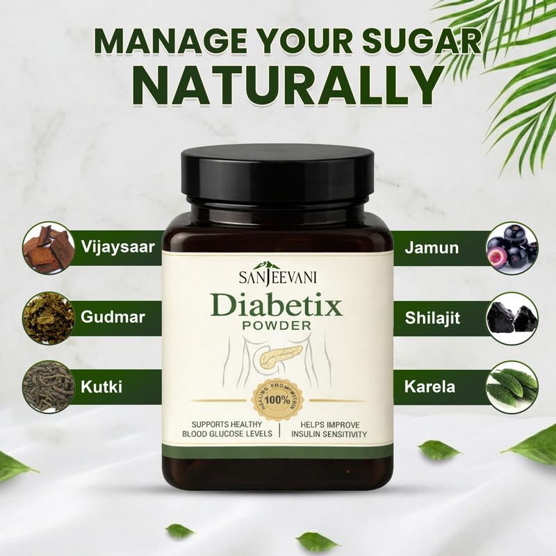 Image of DIABETIX POWDER Blood Sugar Support Powder Natural Glucose Management & Energy Booster | 100% Herbal Formula for Daily Wellness pack of 2