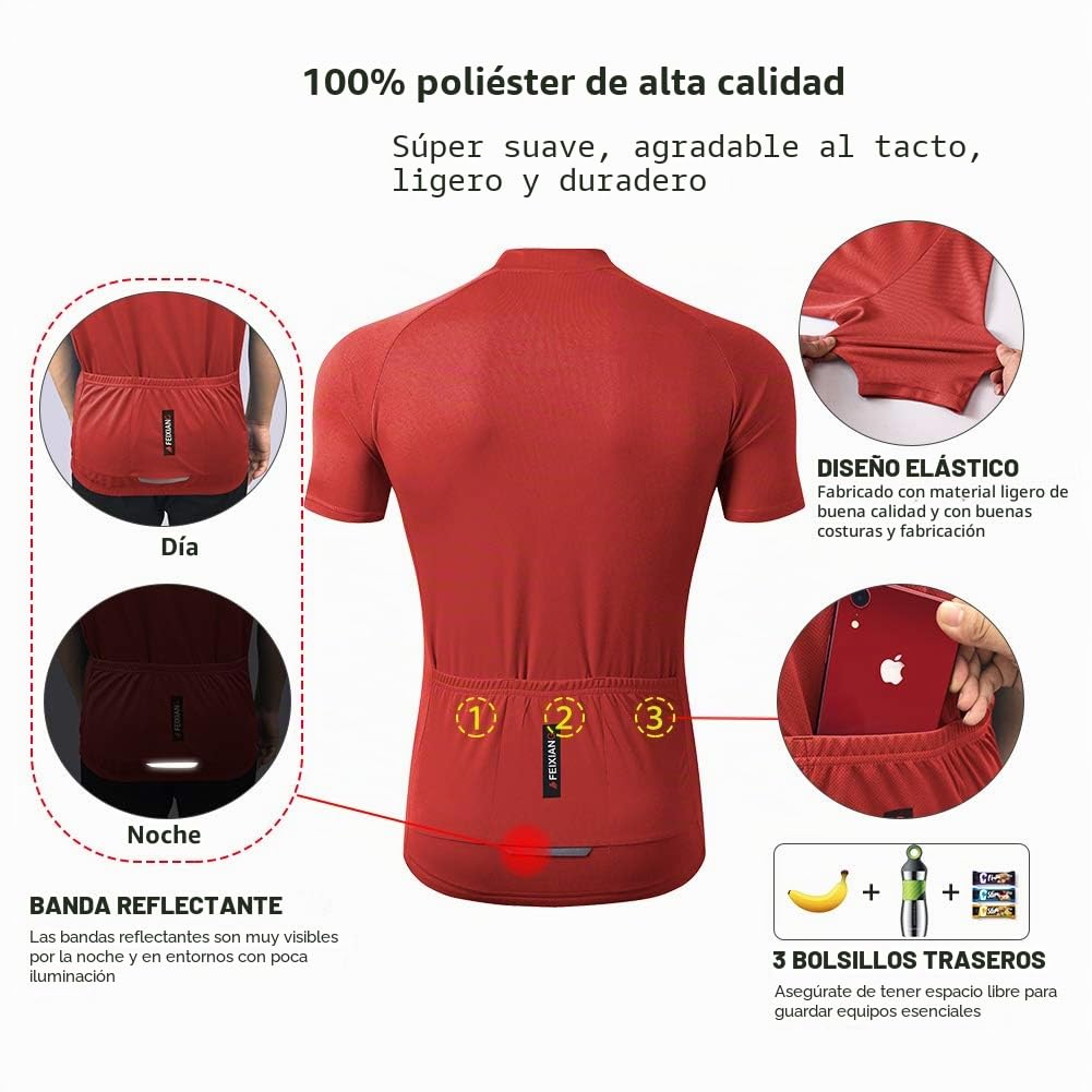 MEETWEE Maillot Ciclismo Hombre, Bicicleta De para Jersey Manga Corta Cómodo Respirable Secado Rápido