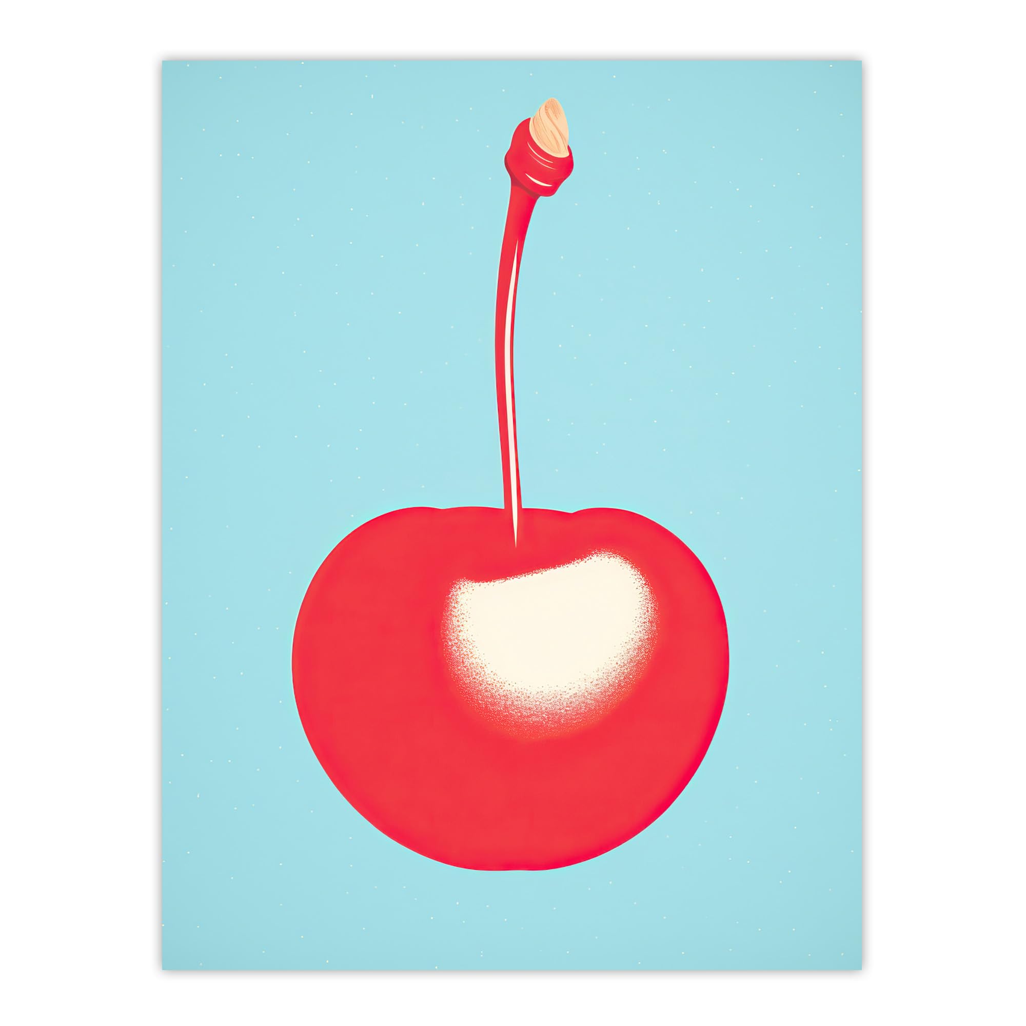 Artery8 Simple Cherry Risograph Kitchen Artwork Minimalist Interior Decor Large Wall Art Poster Print Thick Paper 18X24 Inch