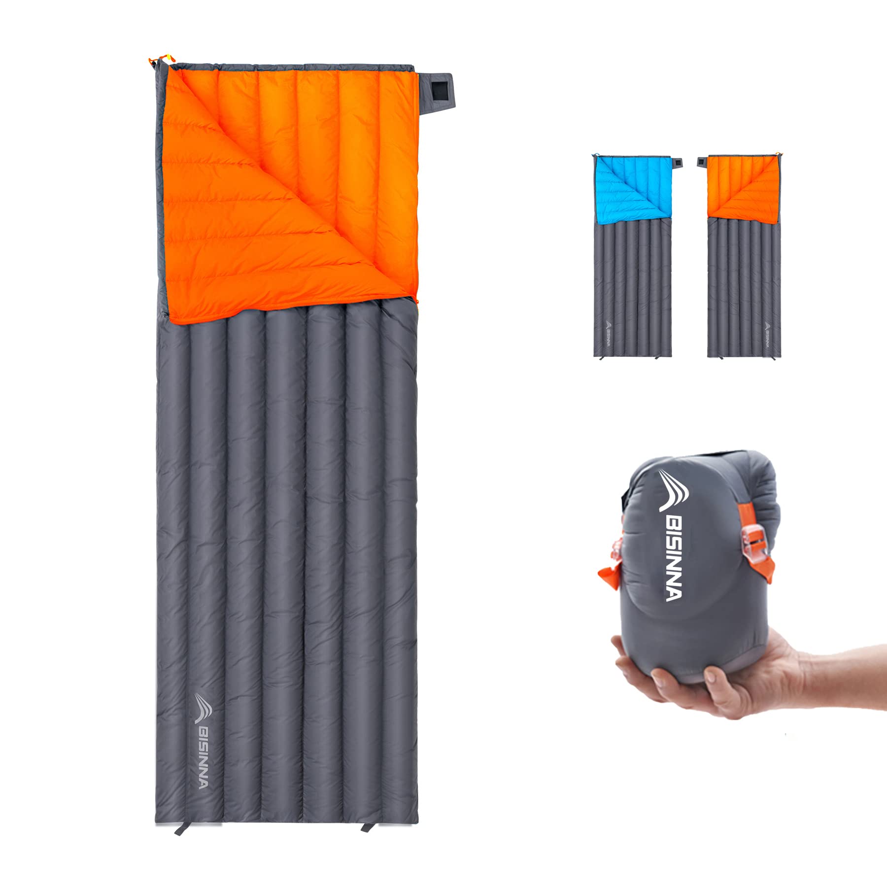 BISINNA Lightweight Rectangular Warm Down Sleeping Bag for Adults - Portable Waterproof Down Sleeping Bag for Backpacking Camping Hiking Outdoor Activities