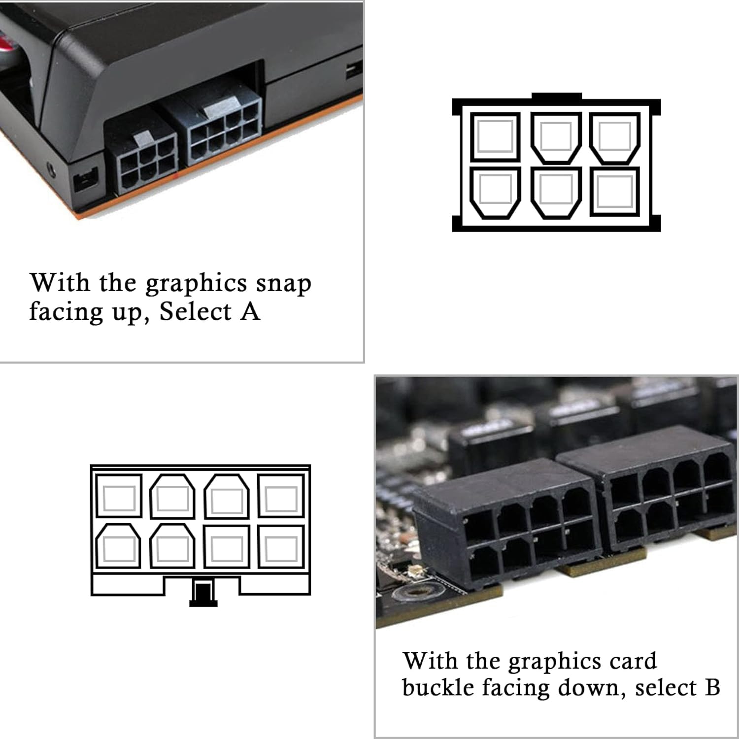 GPU VGA PCIe 8 Pin 6 Pin U Turn 180 Degree Angle Connector Power