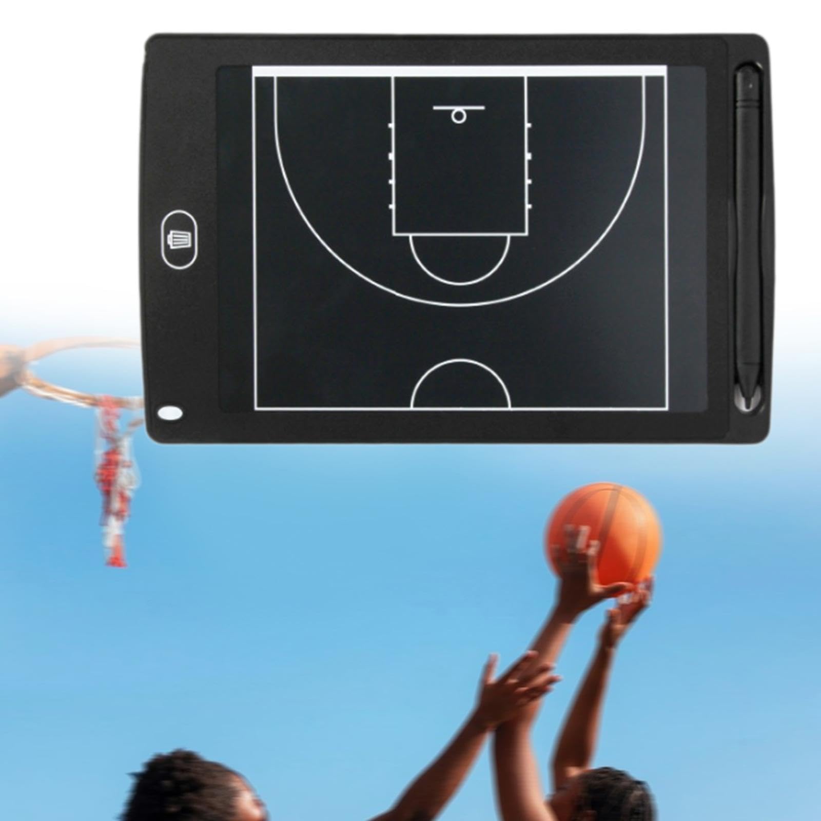 Menolana Electronic Basketball Coach Board Coaching Marker Board Erasable Basketball Training Equipment LCD Screen with Pen, 8.5inch