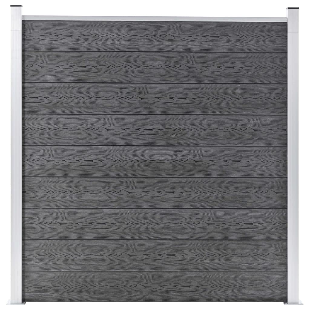 Clôture de Jardin WPC Panneau Brise-Vue Composite Claustra Extérieur 1 Carré 1 Incliné 273x186 cm Palissade avec Poteaux en Aluminium et Base en Acier Gris