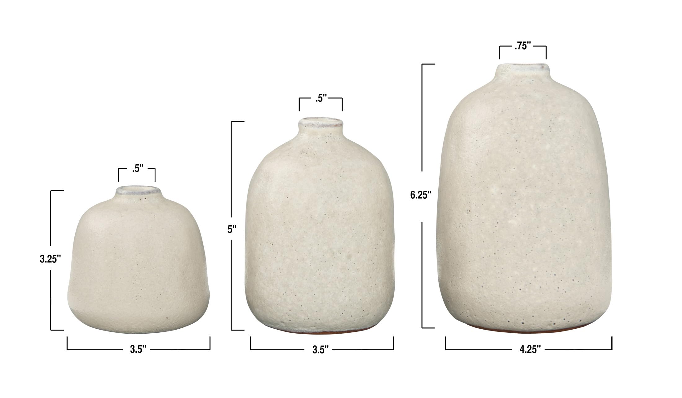 Creative Co-op Light Grey Terracotta with Pitted Sand Finishes (Set of 3 Sizes) Vasen, grau