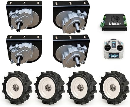 4WD 14 Inch Solid Tire Farm Marshland Dolly Hand Carts Trolleys Joystick Control 24V 250W Brushed Motor Kit ESC Big, 350W-6kph120rpm