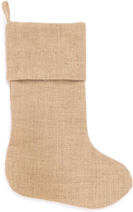 Brown Burlap Hanging Christmas Stocking