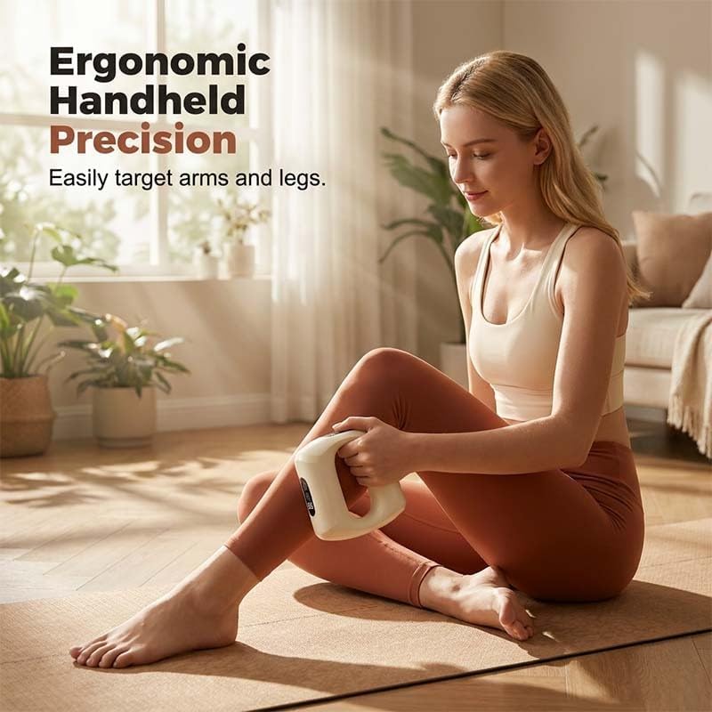 Portable 2-in-1 Fascia Ring Massager, Ergonomic Design Multifunctional Full-Body Massage Gun, Hands-Free Electric Massager with Smart Led Touch Display, Adjustable Strap For All Bodies (Light Pink)