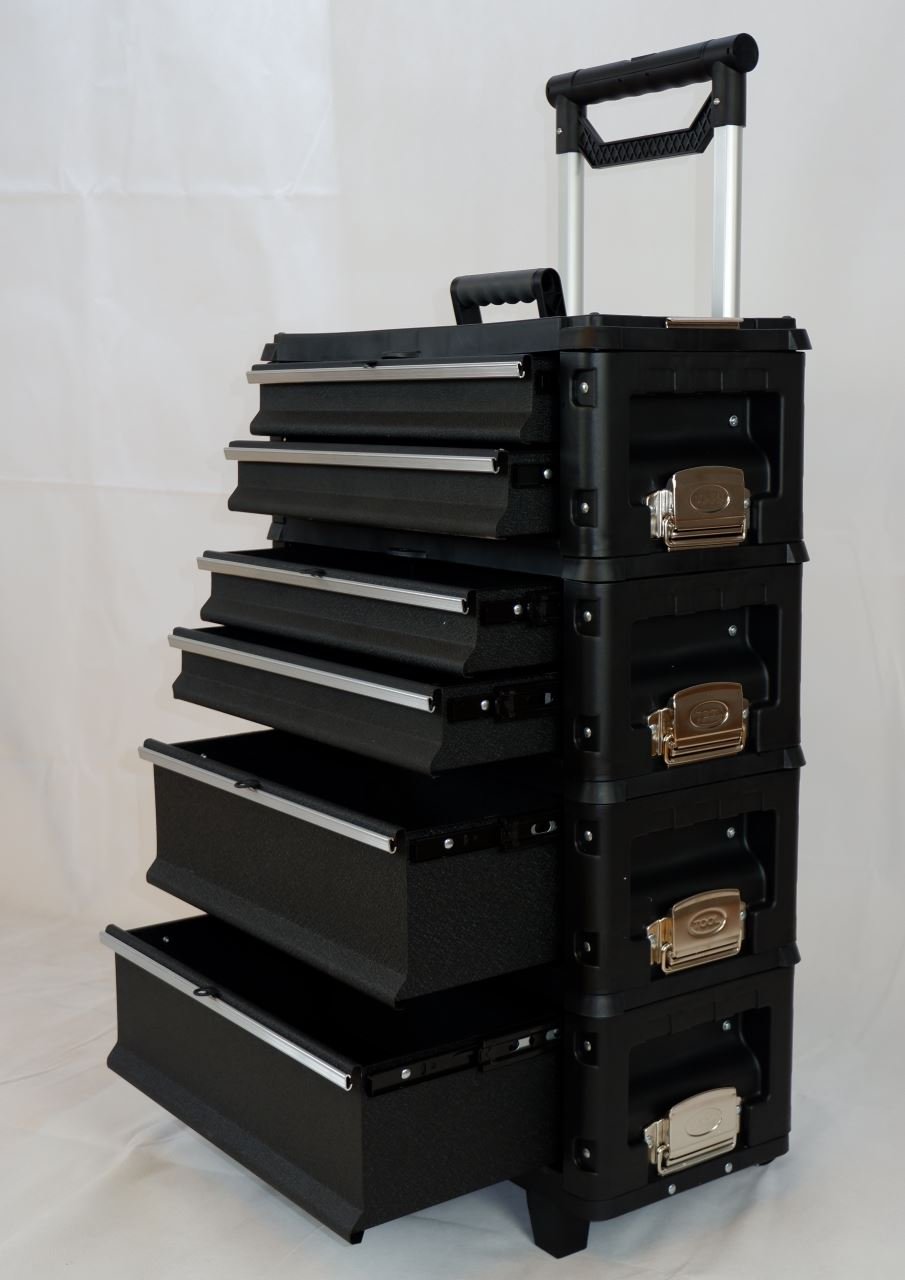Metall Werkstattwagen rollender Werkzeugtrolley XXL B4-B schwarz mit Schubladenverriegelung und Schloss