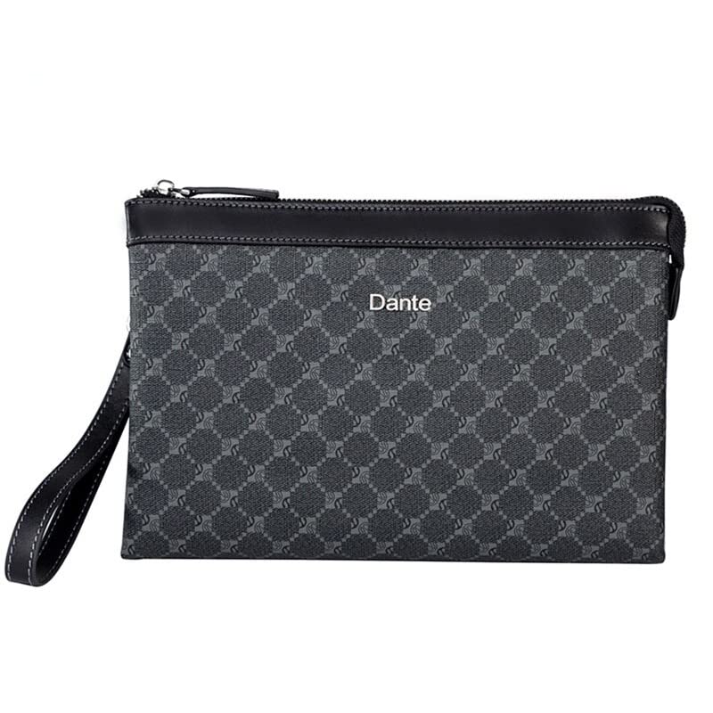 Men Bag Fashion Plaid Leather Large Capacity Slim Clutches Male Business iPad Phone Wrist Bag