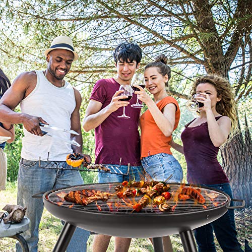 Vuurschaal Ø 61 cm, vuurplaats met grillrooster en handgrepen, multifunctionele vuurschaal voor verwarming/BBQ… - Image 8