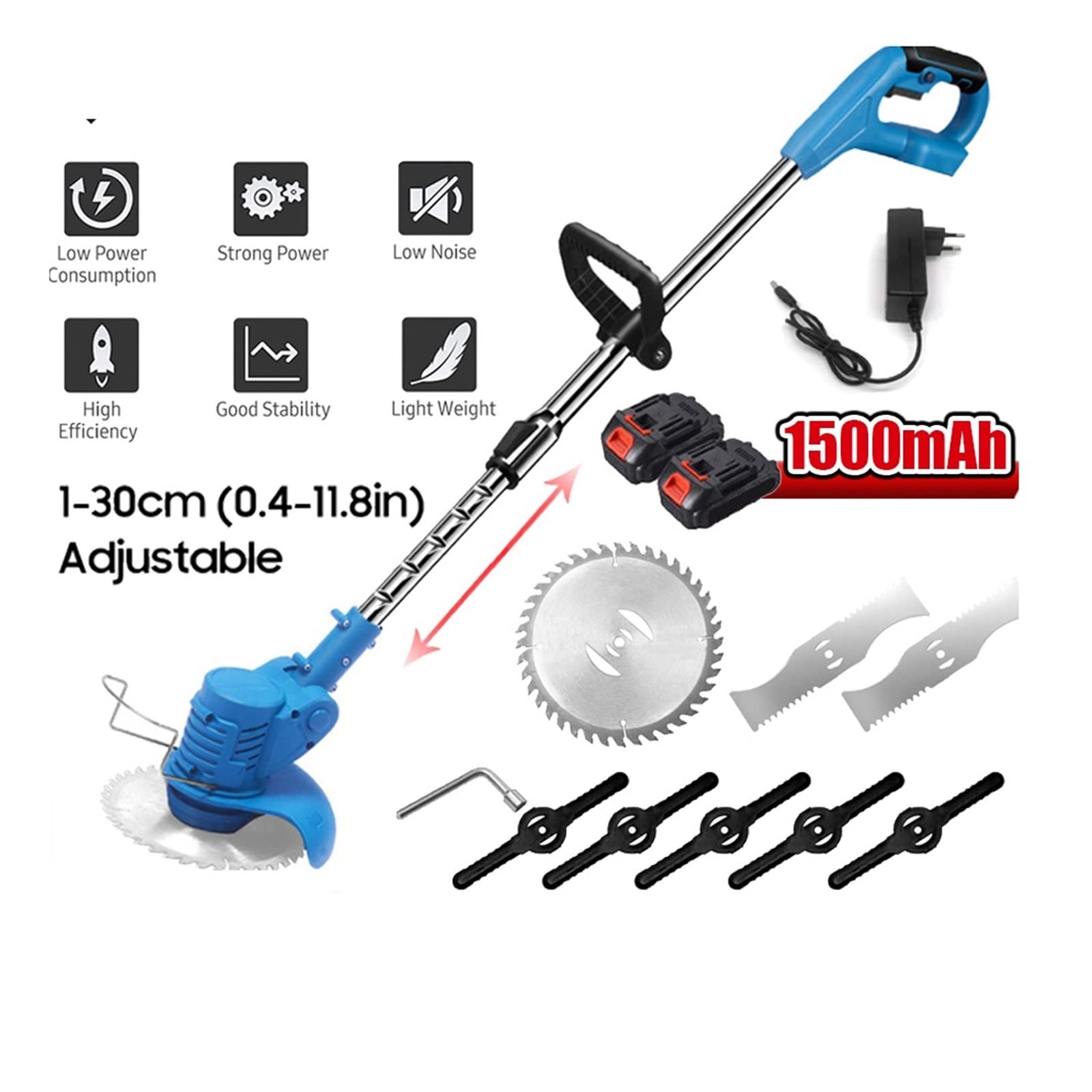 Rasenmäher, 21 V einziehbarer Hand-Akku-Rasenmäher, elektrischer Rasenmäher, 1500 mAh Akku, multifunktionaler Power-Trimmer, Gartengeräte