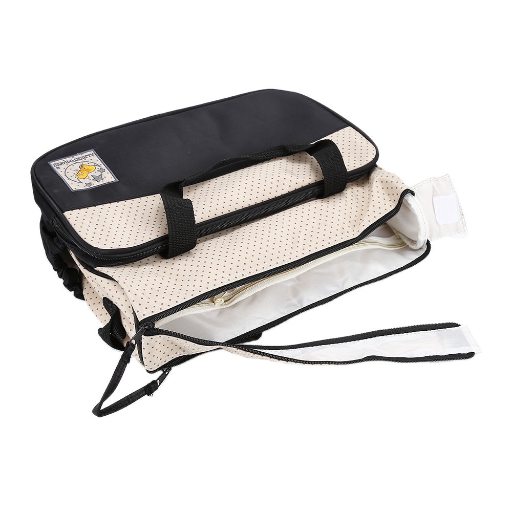 5pcs Sacs à Langer Multifonctionnels pour Bébé - Sacs de Voyage Enfant (Noir)