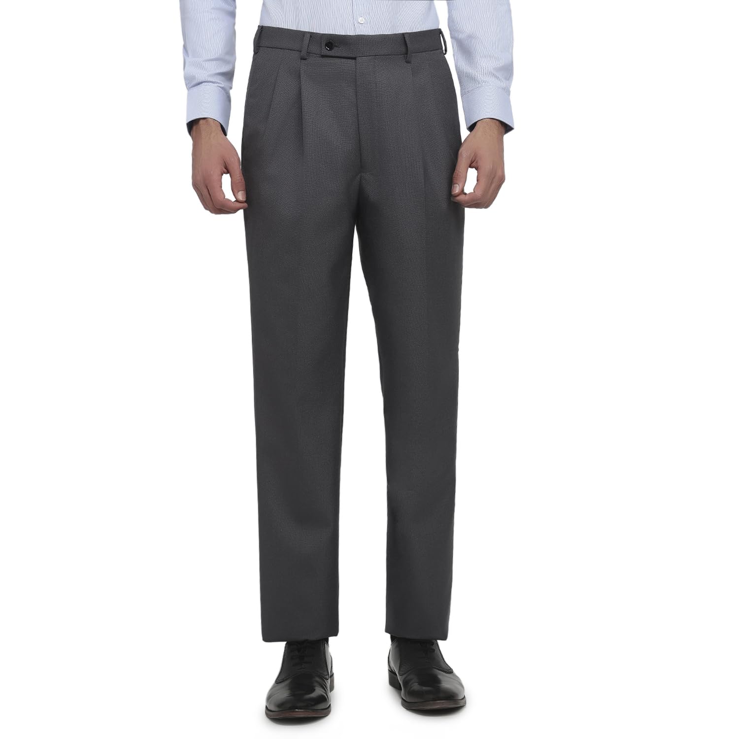 park avenue Men Comfort Fit Solid Pattern Poly Wool Blend Double Pleat Formal Trouser-picture-43