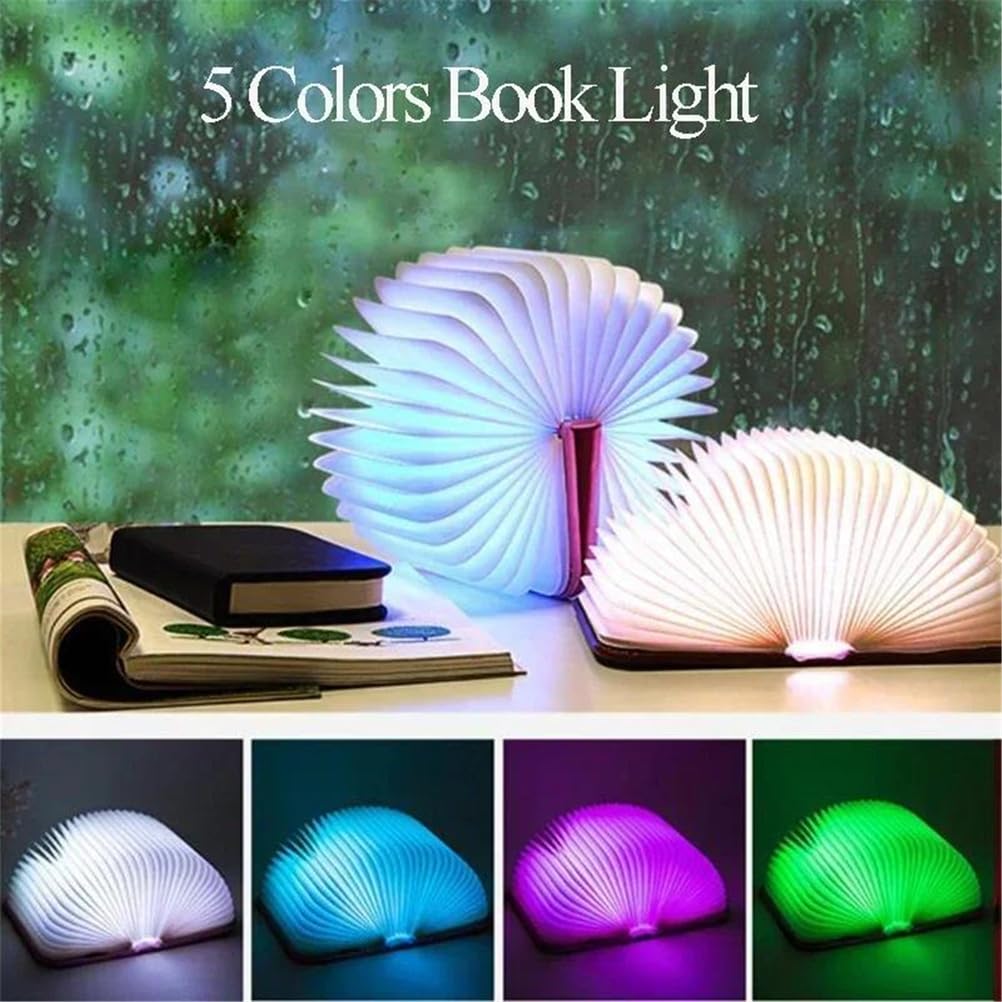 Brown 3 colors,kreatywna, składana lampka nocna led 3d rgb z ładowaniem usb, drewniana lampka do czytania, dekoracja biurka, lampka stołowa na prezent urodzinowy dla dziecka