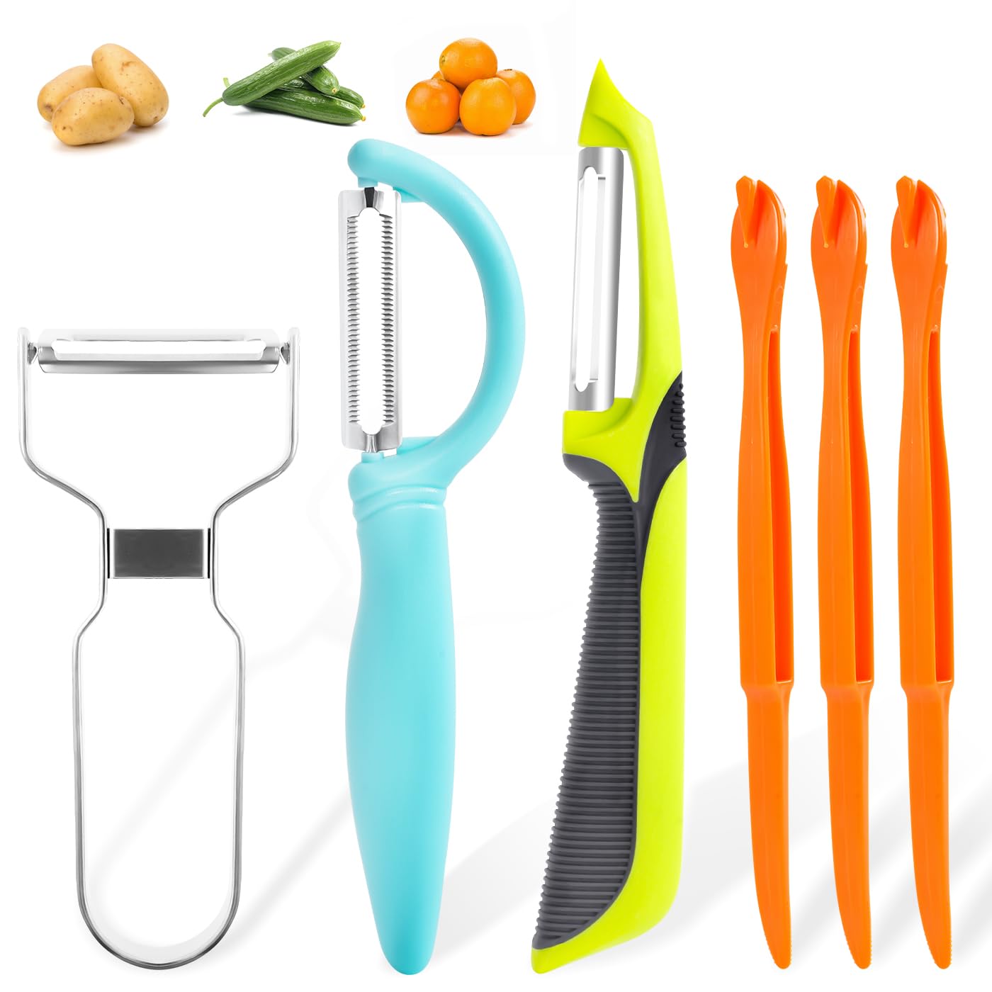 3er Pack Gemüseschäler – Edelstahlklingen, Rutschfeste Griffe, Für Kartoffeln, Äpfel, Gurken