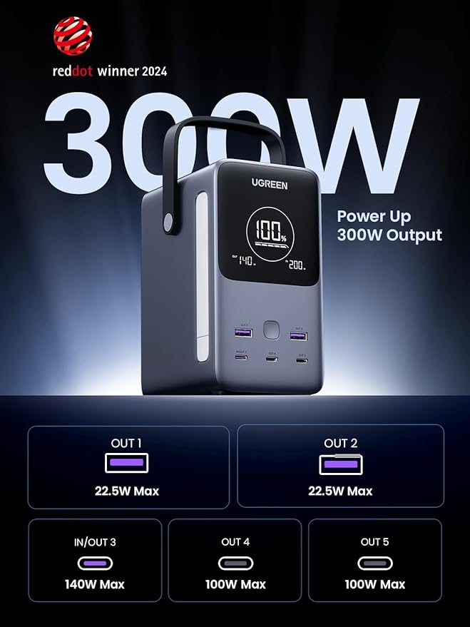 UGREEN Banco de Energía 300W 48000mAh 153Wh Portátil con Pantalla USB C miniatura 2