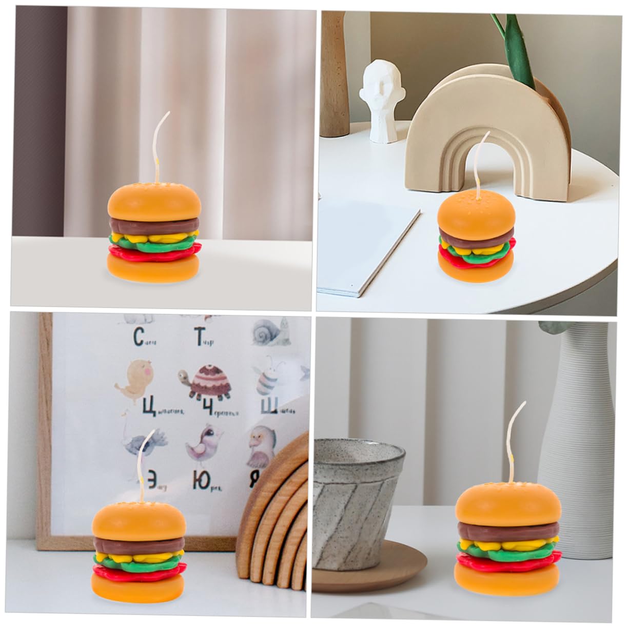Kleiner Burger Duftkerze 2 Stück aus Wachs, Orange, Dekorativ