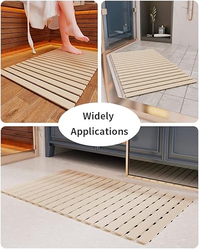 Miniatura 6 de PADOOR Alfombrilla de Ducha Antideslizante, Alfombrilla de Bañera Resistente Enrollable de Drenaje Rápido Alfombrilla de Bañera Sin Ventosas para