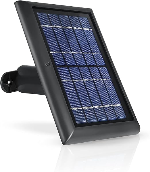 Wasserstein Solar Panel Compatible with Ring Spotlight Cam Plus/Pro/Battery, and Ring Stick Up Cam Battery - Includes Barrel Plug with USB C Adapter - 2W 5V Charging (1 Pack, Black)