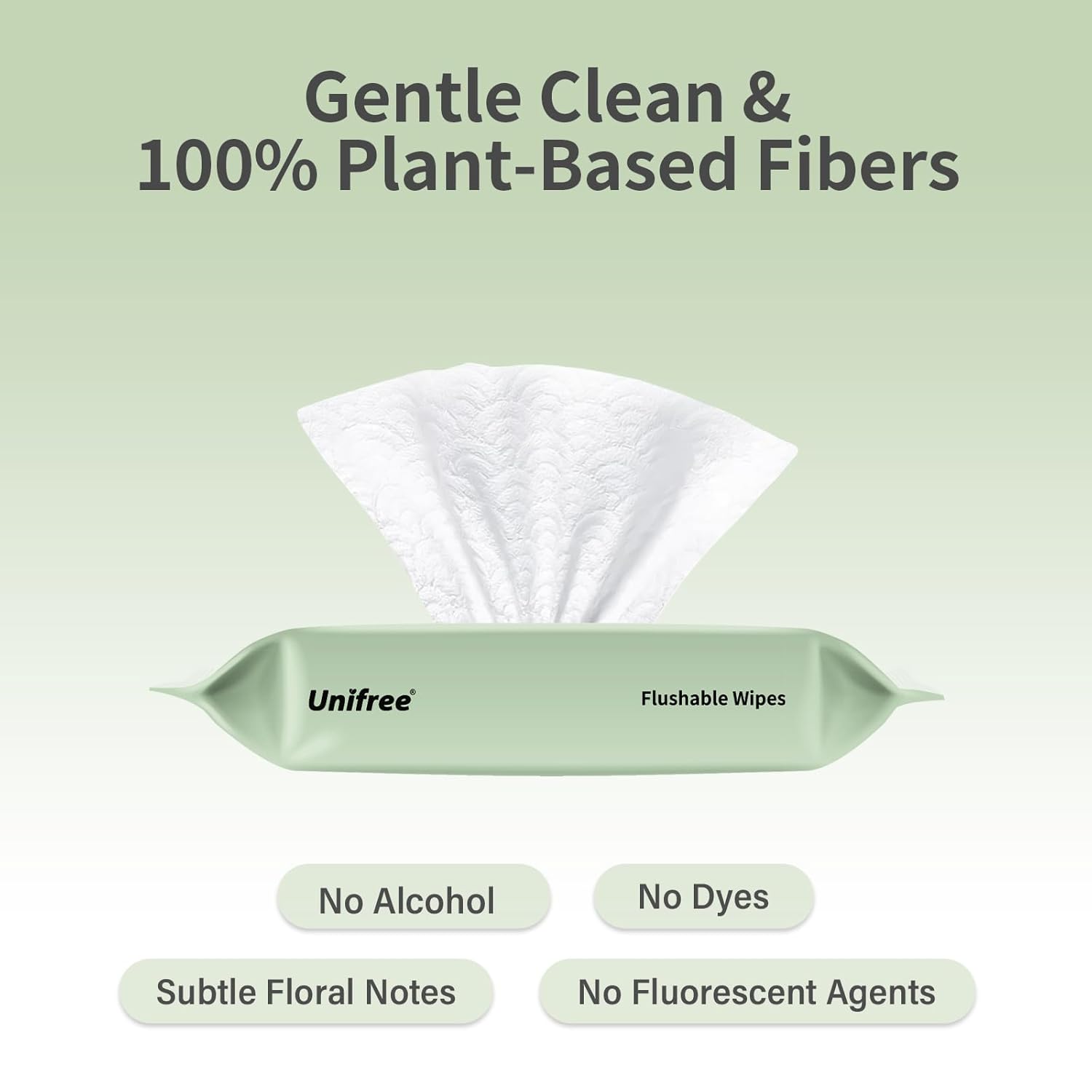 Unifree Flushable Wipes | XL Wet Wipes Gentle Clean, Septic and Sewer Safe, Travel,Portable,Toilet, flip-top pack Biodegradable, 32 Travel Packs (224 Wipes Total)