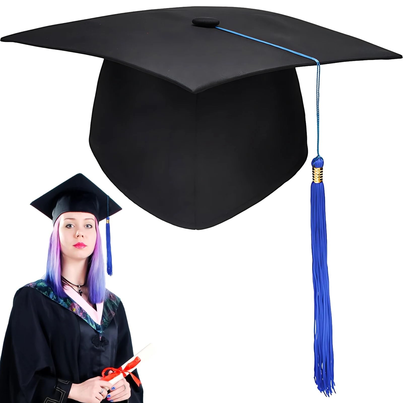 ZENZERO® - Cappello Laurea Unisex Regolabile Con Nappa - Berretto Diploma Per Cerimonie E Festa Di Universitario - Pezzi 1 - Nappa: (ROSSA - 10