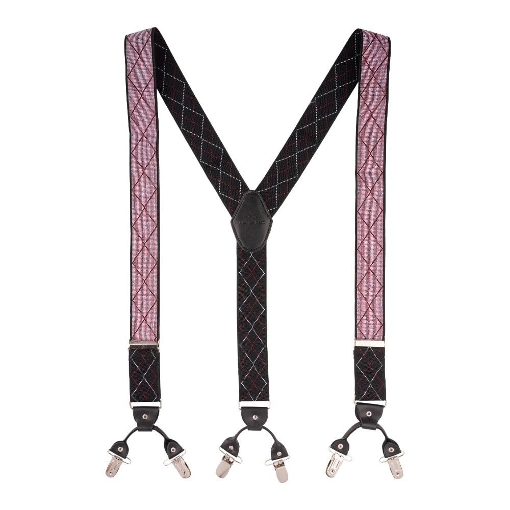 the tie hub Diamond Tip Design Y-Back Clip-On Suspender for Men | Adjustable Elastic Braces with Strong Metal Clips | Formal & Casual Trouser Suspenders for Suits, Pants & Shirts-picture-46